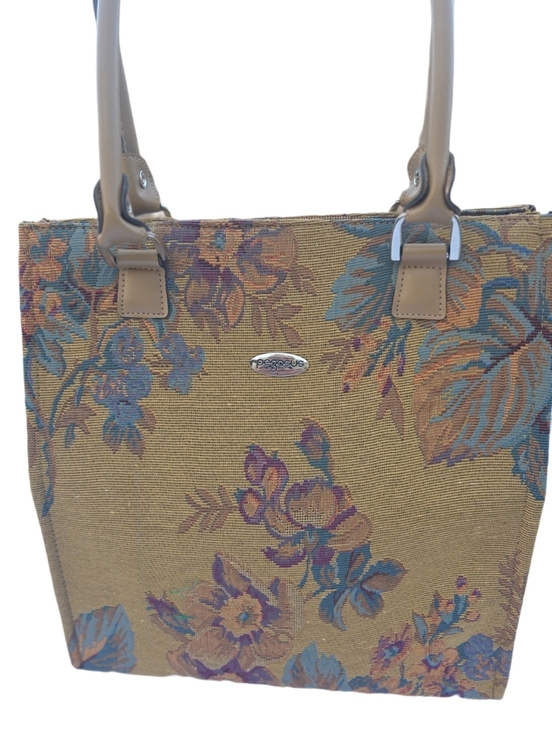 Pegasus Handbags - Vintage Pegasus Floral Tapestry Tote Bag - Earthy Tones & Vegan Leather Handles